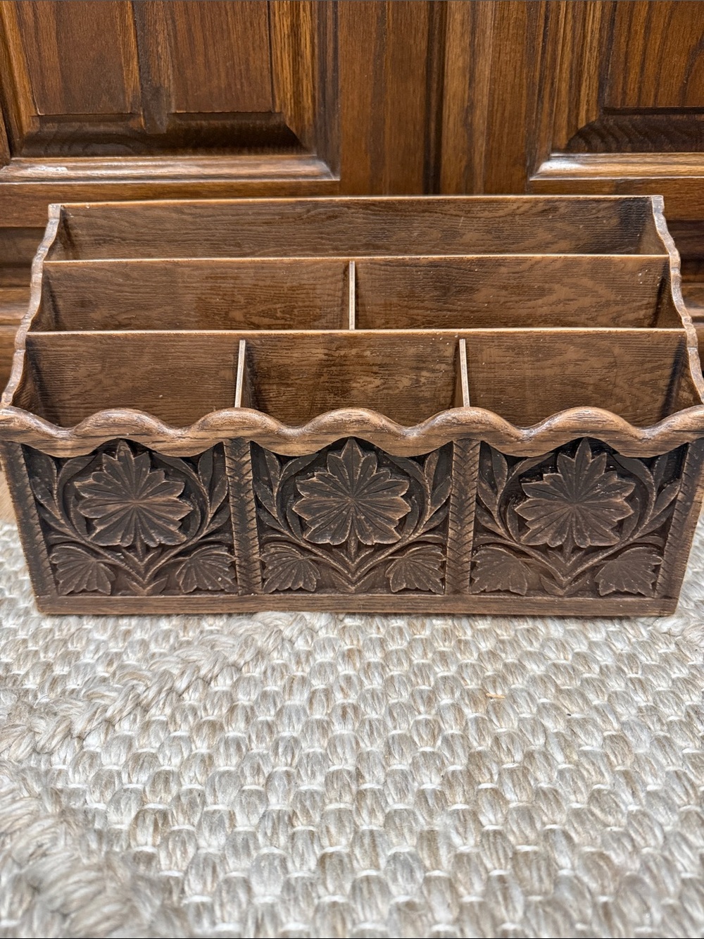 Vintage Lerner Desk Organizer Letter Mail Holder Plastic Faux Wood 1970s
